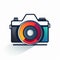 Colorful Photo Camera Icon With Bold Graphic Lines