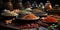 Colorful photograph of different Indian spices in bowls