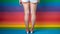 Colorful Photorealist Portrait Of Woman In White Shirt And Short Shorts