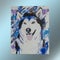 Colorful picture of dog breed husky painted with paint on canvas
