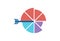 Colorful pie chart target arrow symbol icon isolated