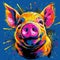 Colorful Pig In Pop Art Style: Explosive Wildlife And Vibrant Caricatures