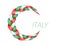 Colorful pigtail Italy flag. Curly wavy vector.