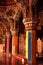 Colorful pillars in ministry hall- dharbar hall- of the thanjavur maratha palace