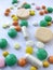 Colorful pills, medicine background