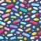 Colorful pills seamless pattern. Vector dark