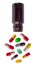 Colorful pills and tablets with medicine bottle