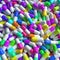 Colorful pills. Vitamins. Pharmacy background. Drugs or antibiotics
