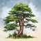 Colorful Pine Tree Illustration With Painterly Style By Drew Jv