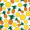 Colorful pineapple fruits and half fruits seamless pattern eps10