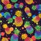 Colorful pineapples with pride flag colors. Seamless pattern with rainbow fruits and color splashes