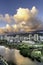 Colorful Pink Clouds Buildings Waikiki Ala Wai Canal Honolulu Hawaii