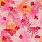 Colorful pink mood summer tropical seamless pattern with flowers and houndstooth fill-in leaves Houndstooth background. Vector
