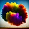 Colorful pink red rainbow smoke paint explosion, color fume powder splash, motion of liquid ink dye in water, AI generated image