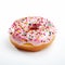 Colorful Pink Sprinkled Doughnut On White Background