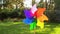 colorful pinwheel rotating outdoors in summer