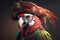 Colorful pirate parrot wearing a captain hat, illustration ai