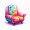 Colorful Pixel Armchair With Cartoonish Features And Comfycore Design