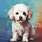 Colorful Pixel-art Of A Bichon Frise Dog