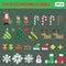 Colorful Pixel Christmas Elements icon set