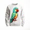 Colorful Pixel Parrot Sweatshirt With 3d 8 Bit Cartoon Design