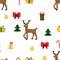 Colorful Pixel Pattern with Christmas Elements. Atcade games style