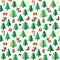 Colorful Pixel Pattern with Christmas Elements in forest