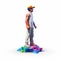Colorful Pixel Sculpture Of A Hip-hop Style Figure On Blocks