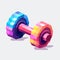 Colorful Pixelated Dumbbell: Isometric 2d Game Art With Gouache Style