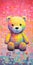 Colorful Pixelated Realism: Abstract Teddy Bear Painting