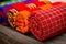 Colorful plaids of the Masai tribe. African blankets from Kenya and Tanzania.