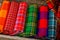 Colorful plaids of the Masai tribe. African blankets from Kenya and Tanzania.