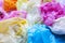 Colorful plastic bags waste