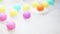 Colorful plastic balls floating in a children\\\'s bath.