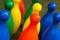 Colorful plastic bowling pins