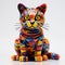 Colorful Plastic Cat Sculpture: A Vibrant 3d Lego Creation