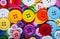 Colorful plastic clothing buttons