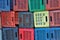 Colorful plastic crates background