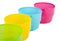Colorful plastic cups in the outgoing term
