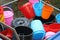 Colorful plastic made bowl and buckets selling on local market.
