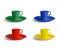 Colorful plastic mugs on white background with clipping path. Kids toy