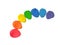 Colorful plasticine arrange line, abstract shape clay, rainbow colored dough, white background