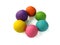 Colorful plasticine clay ball, arrange circle shape dough, white background