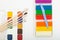 Colorful plasticine and watercolor paints as a school set for drawing