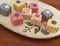 Colorful plate of petit fours