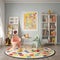 Colorful Playroom with Storage System and Toys/Games