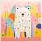 Colorful Polar Bear Painting: Playful Shapes And Social Commentary