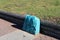 Colorful poles and curbs along the sidewalk in a big city in Israel