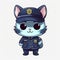 Colorful police kitten cartoon collection for kids coloring pages. Colorful kittens wearing police suits set design. Cute kitten