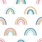 Colorful Polka Dot Rainbows Seamless Vector Pattern Background.